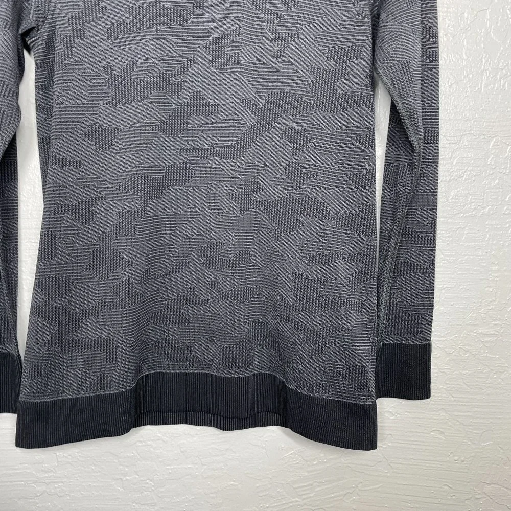 Lululemon Women 6 Swiftly Breathe Long Sleeve Vented Camo Asphalt Gray Black - Picture 2 of 9
